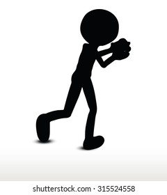 3d man silhouette, isolated on white background, fire a gun