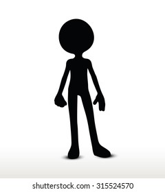 3d man silhouette, isolated on white background, standing