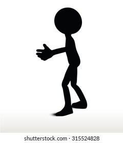 3d man silhouette, isolated on white background, Pleading

