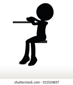 3d man silhouette, isolated on white background, Listening