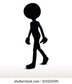 3d man silhouette, isolated on white background, walking