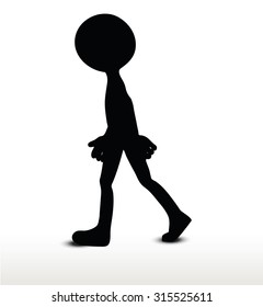 3d man silhouette, isolated on white background, walking