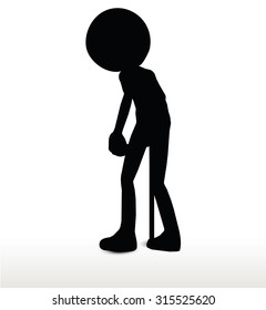 3d man silhouette, isolated on white background, Old Walk