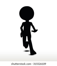 3d man silhouette, isolated on white background, Leaping