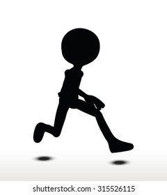 3d man silhouette, isolated on white background, Leaping