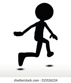 3d man silhouette, isolated on white background, Leaping
