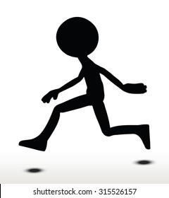 3d man silhouette, isolated on white background, Leaping
