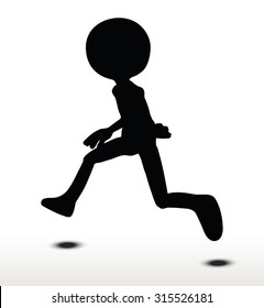3d man silhouette, isolated on white background, Leaping