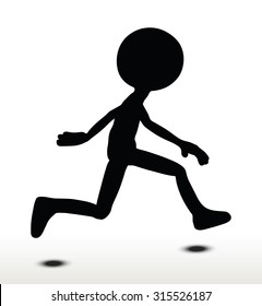 3d man silhouette, isolated on white background, Leaping