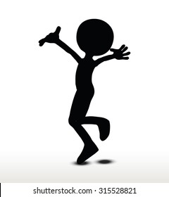 3d man silhouette, isolated on white background, Jumping