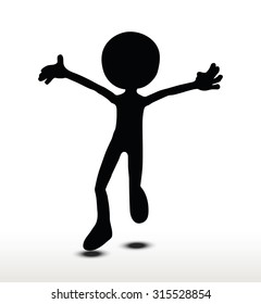 3d man silhouette, isolated on white background, Jumping