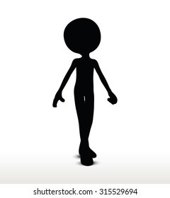 3d man silhouette, isolated on white background, walking