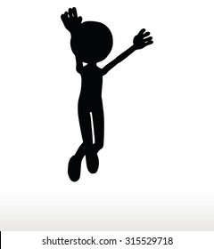 3d man silhouette, isolated on white background, jumping
