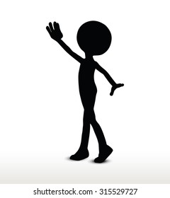 3d man silhouette, isolated on white background, greeting