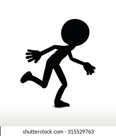 3d man silhouette, isolated on white background, running