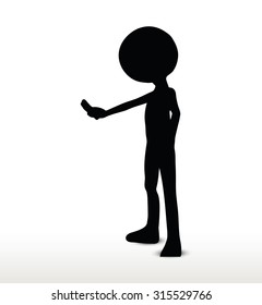 3d man silhouette, isolated on white background, Stop! / Wait!