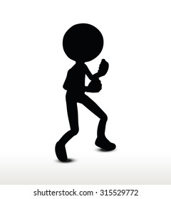 3d man silhouette, isolated on white background, threatening