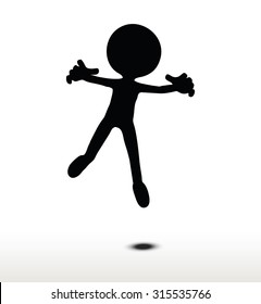 3d man silhouette, isolated on white background, fly