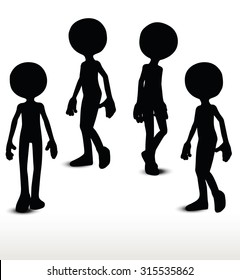 3d man silhouette, isolated on white background, walking