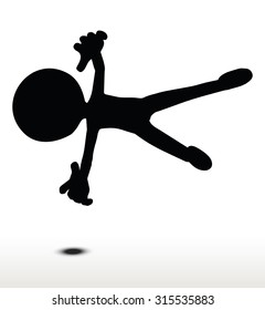 3d man silhouette, isolated on white background, fly