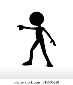 3d man silhouette, isolated on white background, draw a weapon