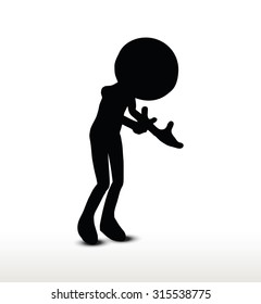 3d man silhouette, isolated on white background, turning out to be nothing