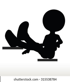 3d man silhouette, isolated on white background, Legs up 
