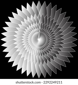 3D Mandala design black and white Gradient 