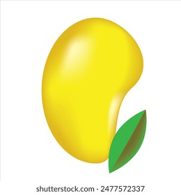 3d mango and green leaf with white background
