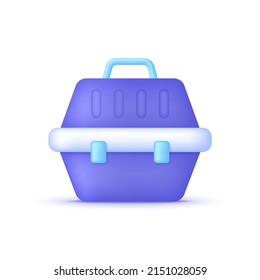 3D Manual carrying transporter isolated on white background. Pet transport bag. Can be used for many purposes. Trendy and modern vector in 3d style.