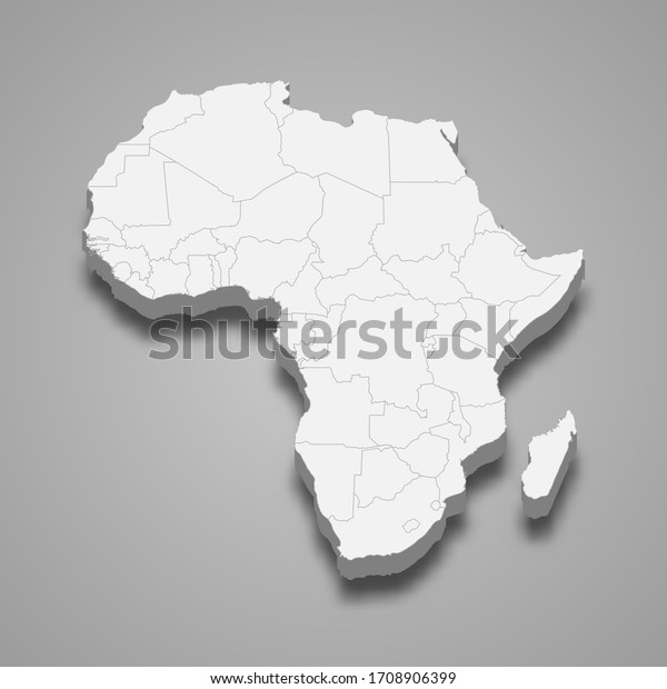 3d Map Africa Borders Stock Vector Royalty Free 1708906399 9251
