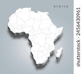 3d map of Africa with contries borders