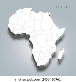 3d map of Africa with contries borders