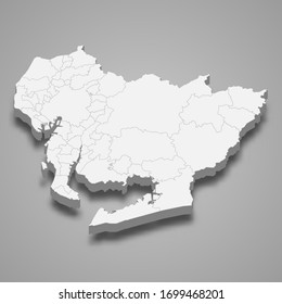 3d map of Aichi is a prefecture of Japan