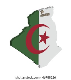 3d map of algeria with flag and capital marked