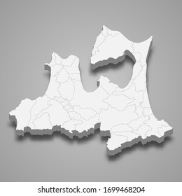 3D-Karte von Aomori ist eine Präfektur Japans