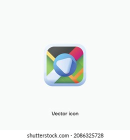 3D Map app vector icon. Premium quality.