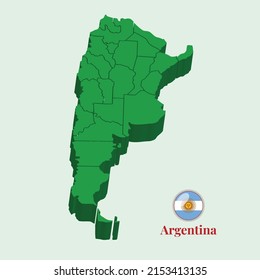 3D Map of Argentina, Vector Stock Photos Designs