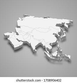 3d Map Of Asia With Borders