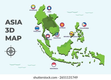 3D Map Asia Hong Kong Philippines Rusia