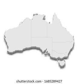 3d map of Australia with borders of regions