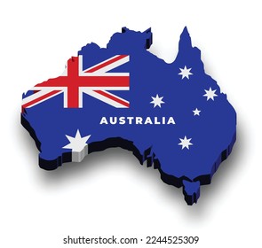 3d map of Australia with flag