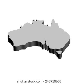 3D Map of Australia in Grayscale. Vector Illustration for Geography, Education and Editorial Design. This stylized design is ideal for educational materials, infographics, or visual projects. 