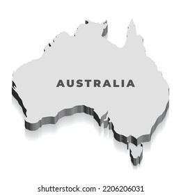Mapa 3d de Australia sobre fondo blanco