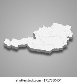 3d map of Austria with borders of regions