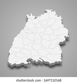 3d map of Baden-Wuerttemberg is a state of Germany