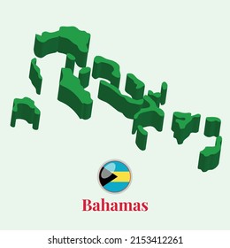 3D Map of Bahamas, Vector Stock Photos Designs