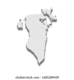3d map of Bahrain with borders of regions