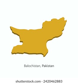 3d map of Balochistan, the westernmost province of Pakistan. Vector, illustration.
