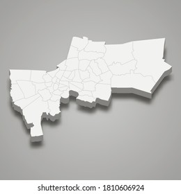 3d Map Of Bangkok Is A Province Of Thailand. Vector Illustration